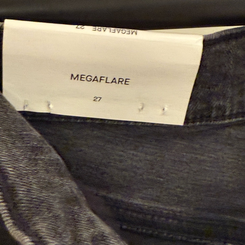 7 For All Mankind Mega Flare Faded Black Denim Jeans - Picture 6 of 9